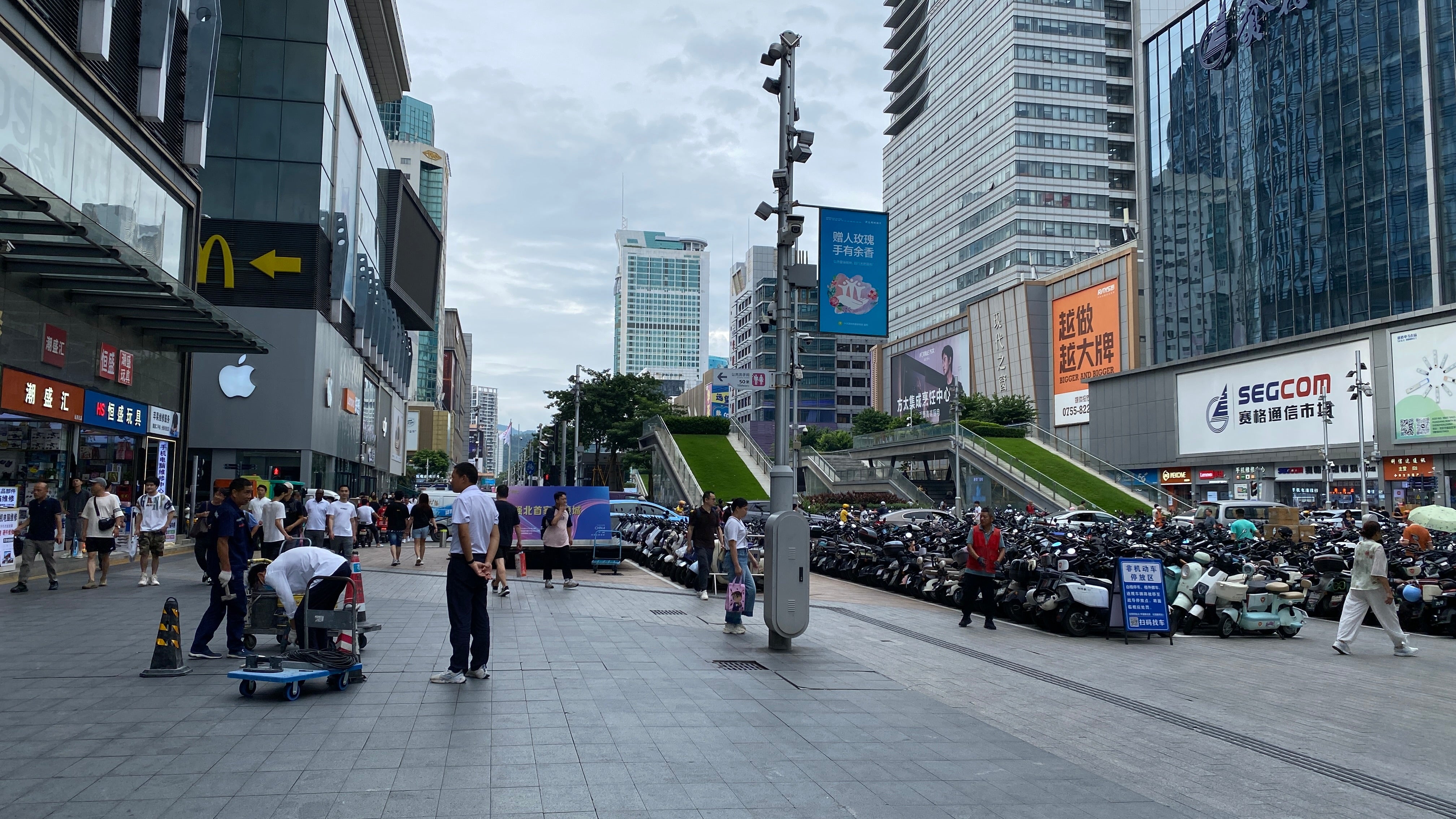 A busy street in Shenzhen’s Huaqiangbei electronics district
