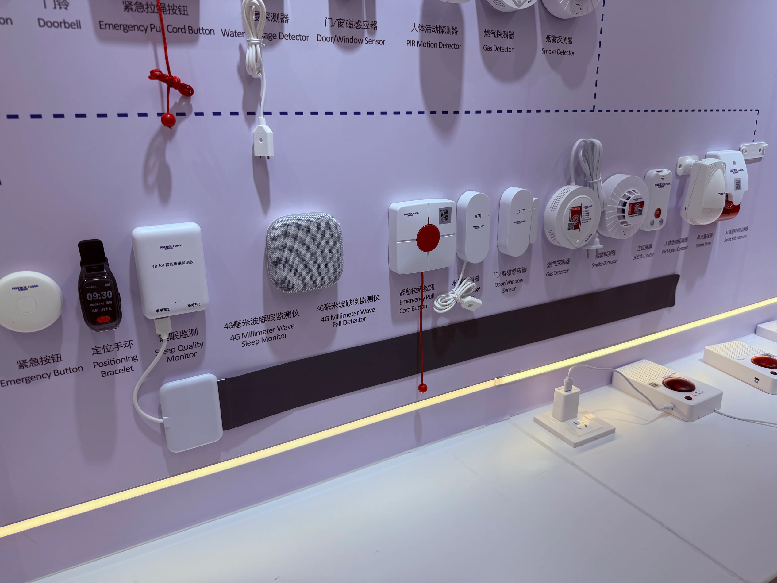 A display of wearable and environmental sensor products
